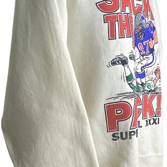 Lee Heavyweight M Cream Sack The Pack Superbowl XXXI Men’s Graphic Sweatshirt - Picture 6 of 12